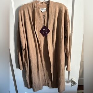 Ava & Viv Women’s Light Brown Knit Open Cardigan Sweater Plus XXL NWT